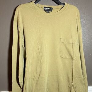 Eddie Bauer Men's Greenish Tan Long Sleeve Tee Big+Tall